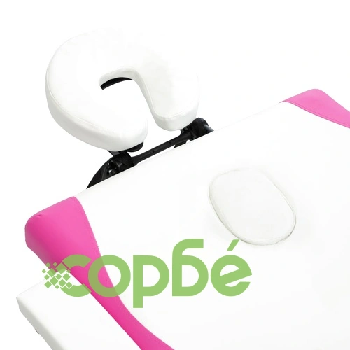 Сгъваема масажна кушетка, 4 зони, дърво, бяло и розово ➤ топ цена ➤ sorbe.bg