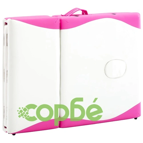 Сгъваема масажна кушетка, 4 зони, дърво, бяло и розово ➤ топ цена ➤ sorbe.bg