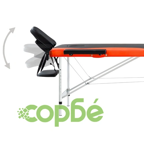 Сгъваема масажна кушетка, 2 зони, алуминий, черно и оранжево ➤ топ цена ➤ sorbe.bg