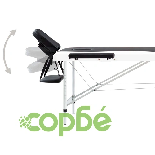 2-зонова сгъваема масажна кушетка, алуминий, черно и бяло ➤ топ цена ➤ sorbe.bg