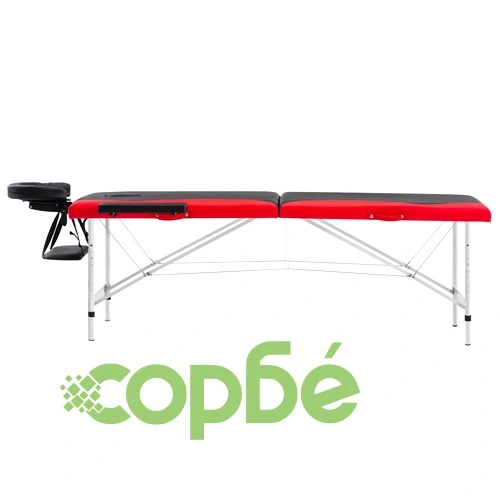 Сгъваема масажна кушетка, 2 зони, алуминий, черно и червено ➤ топ цена ➤ sorbe.bg