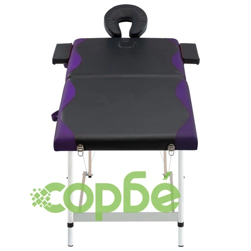 2-зонова сгъваема масажна кушетка, алуминий, черно и лилаво ➤ топ цена ➤ sorbe.bg