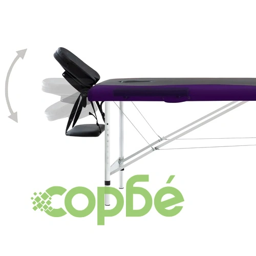 2-зонова сгъваема масажна кушетка, алуминий, черно и лилаво ➤ топ цена ➤ sorbe.bg