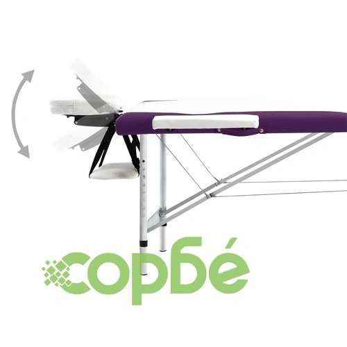Сгъваема масажна кушетка, 2 зони, алуминий, бяло и лилаво ➤ топ цена ➤ sorbe.bg