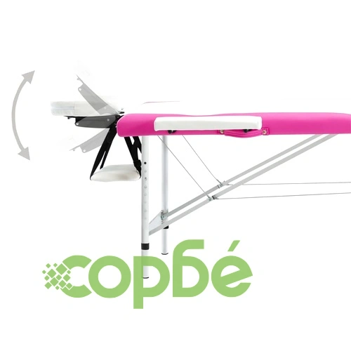 2-зонова сгъваема масажна кушетка, алуминий, бяло и розово ➤ топ цена ➤ sorbe.bg