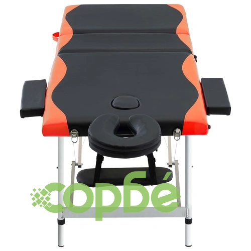 Сгъваема масажна кушетка, 3 зони, алуминий, черно и оранжево ➤ топ цена ➤ sorbe.bg