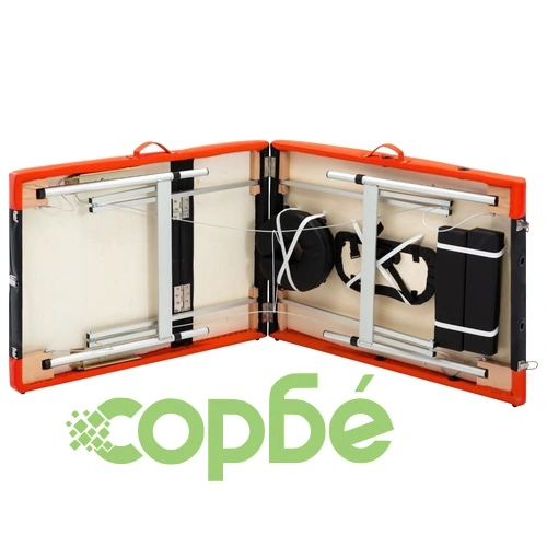 Сгъваема масажна кушетка, 3 зони, алуминий, черно и оранжево ➤ топ цена ➤ sorbe.bg