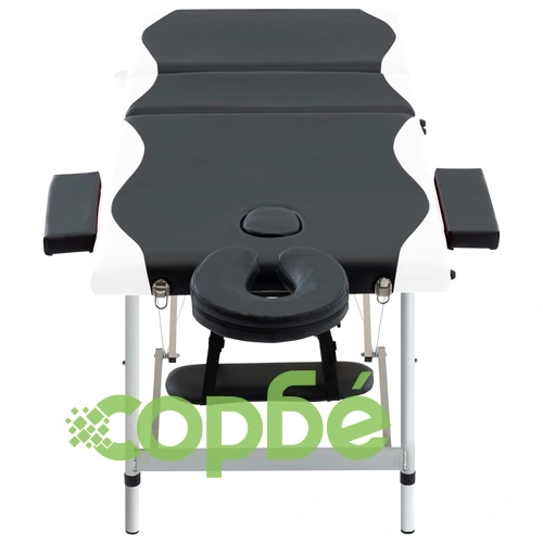 3-зонова сгъваема масажна кушетка, алуминий, черно и бяло ➤ топ цена ➤ sorbe.bg