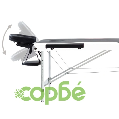 3-зонова сгъваема масажна кушетка, алуминий, черно и бяло ➤ топ цена ➤ sorbe.bg