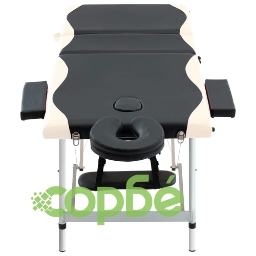 3-зонова сгъваема масажна кушетка, алуминий, черно и бежово ➤ топ цена ➤ sorbe.bg