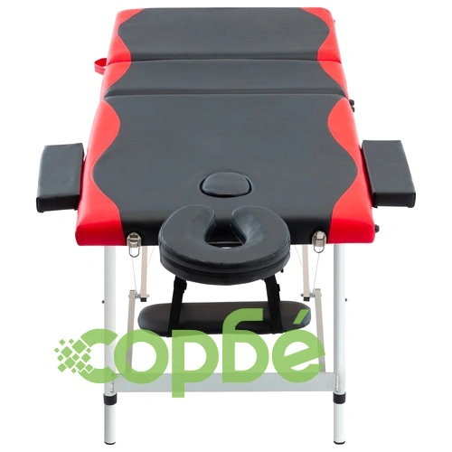 3-зонова сгъваема масажна кушетка, алуминий, черно и червено ➤ топ цена ➤ sorbe.bg