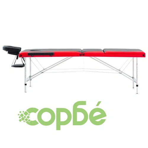 3-зонова сгъваема масажна кушетка, алуминий, черно и червено ➤ топ цена ➤ sorbe.bg