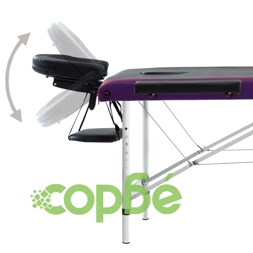 3-зонова сгъваема масажна кушетка, алуминий, черно и лилаво ➤ топ цена ➤ sorbe.bg