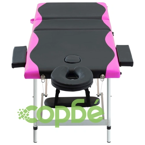 3-зонова сгъваема масажна кушетка, алуминий, черно и розово ➤ топ цена ➤ sorbe.bg