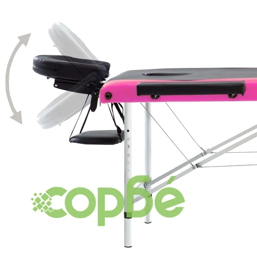 3-зонова сгъваема масажна кушетка, алуминий, черно и розово ➤ топ цена ➤ sorbe.bg