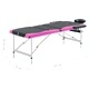 3-зонова сгъваема масажна кушетка, алуминий, черно и розово