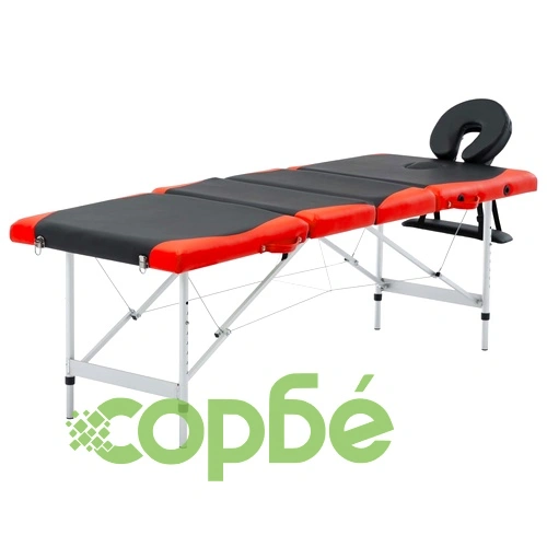 Сгъваема масажна кушетка, 4 зони, алуминий, черно и оранжево ➤ топ цена ➤ sorbe.bg