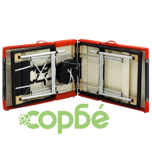 Сгъваема масажна кушетка, 4 зони, алуминий, черно и оранжево ➤ топ цена ➤ sorbe.bg