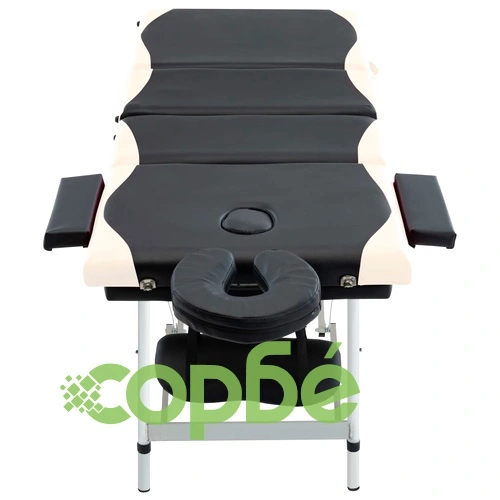 Сгъваема масажна кушетка, 4 зони, алуминий, черно и бежово ➤ топ цена ➤ sorbe.bg