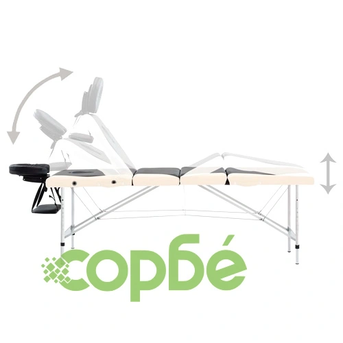 Сгъваема масажна кушетка, 4 зони, алуминий, черно и бежово ➤ топ цена ➤ sorbe.bg