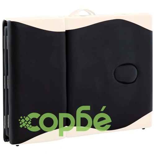 Сгъваема масажна кушетка, 4 зони, алуминий, черно и бежово ➤ топ цена ➤ sorbe.bg