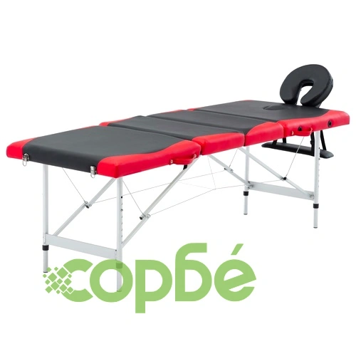 Сгъваема масажна кушетка, 4 зони, алуминий, черно и червено ➤ топ цена ➤ sorbe.bg