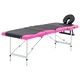 4-зонова сгъваема масажна кушетка, алуминий, черно и розово