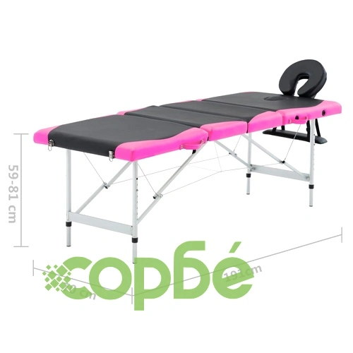 4-зонова сгъваема масажна кушетка, алуминий, черно и розово ➤ топ цена ➤ sorbe.bg
