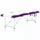 Сгъваема масажна кушетка, 4 зони, алуминий, бяло и лилаво