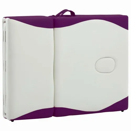 Сгъваема масажна кушетка, 4 зони, алуминий, бяло и лилаво ➤ топ цена ➤ sorbe.bg