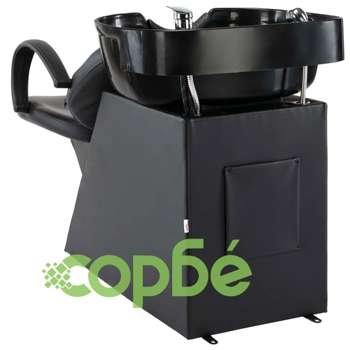 Измивна колона за фризьорски салон, черна, изкуствена кожа ➤ топ цена ➤ sorbe.bg