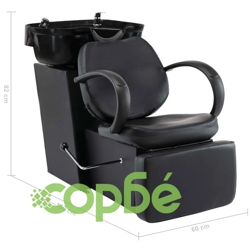 Измивна колона за фризьорски салон, черна, изкуствена кожа ➤ топ цена ➤ sorbe.bg
