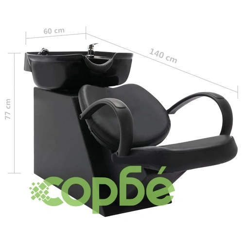 Измивна колона за фризьорски салон, черна, изкуствена кожа ➤ топ цена ➤ sorbe.bg