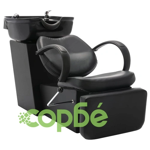 Измивна колона за фризьорски салон, черна, изкуствена кожа ➤ топ цена ➤ sorbe.bg
