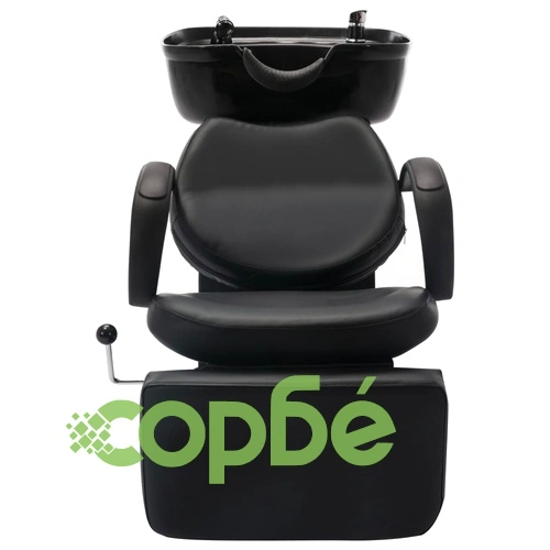 Измивна колона за фризьорски салон, черна, изкуствена кожа ➤ топ цена ➤ sorbe.bg