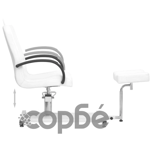 Козметичен стол с опора за крака, бял, 127x60x98 см, еко кожа ➤ топ цена ➤ sorbe.bg