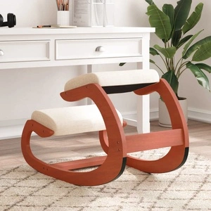 Стол с опора за колене, кремав, 55x84x55 см, шперплат от бреза