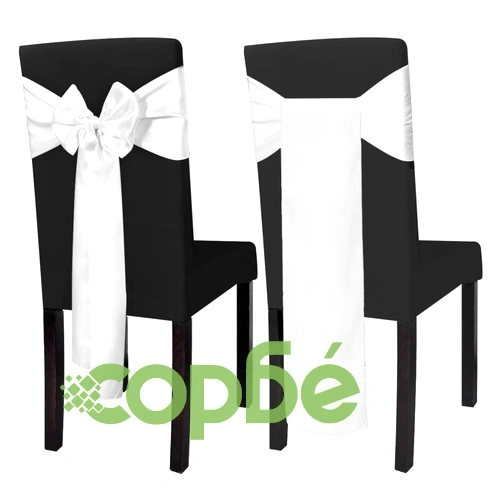 Бяла сатенена декоративна панделка за стол, 25 бр  ➤ топ цена ➤ sorbe.bg