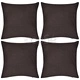 130914 4 Brown Cushion Covers Cotton 50 x 50 cm