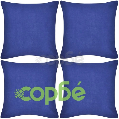130921 4 Blue Cushion Covers Cotton 80 x 80 cm ➤ топ цена ➤ sorbe.bg
