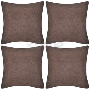 Калъфки за възглавници, 4 бр, кафяви с ленен вид, 50x50 см
