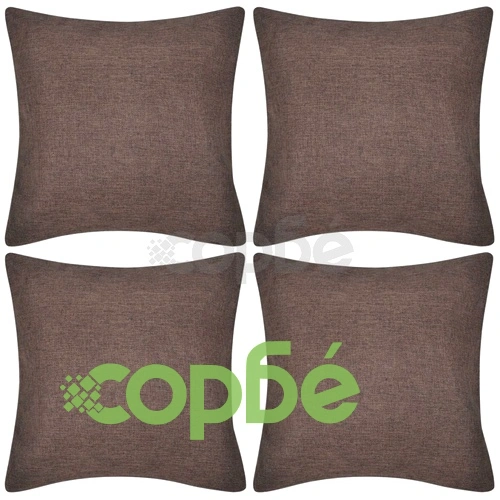 Калъфки за възглавници, 4 бр, кафяви с ленен вид, 50x50 см ➤ топ цена ➤ sorbe.bg