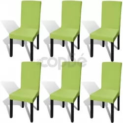 Покривни калъфи за столове, еластични, 6 бр, зелени