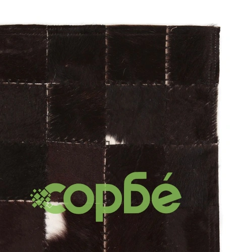 Пачуърк килим от кожа, 80x150 см, квадратен, черно/бяло  ➤ топ цена ➤ sorbe.bg