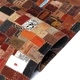 Пачуърк килим от кожени етикети на дънки, 80x150 см, кафяв