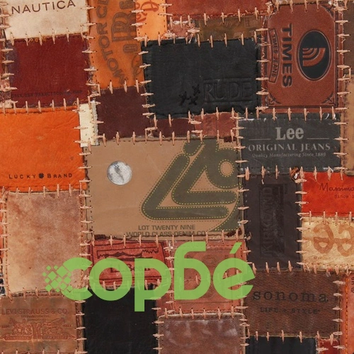 Пачуърк килим от кожени етикети на дънки, 120x170 см, кафяв ➤ топ цена ➤ sorbe.bg