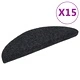 Самозалепващи се постелки за стълби, 15 бр., 56x17x3 см, черни, полукръгли