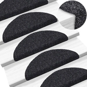 Самозалепващи се постелки за стълби, 15 бр., 56x17x3 см, черни, полукръгли