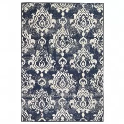 Модерен килим, пейсли дизайн, 80x150 см, бежово/синьо