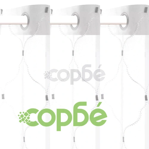 Прозрачни пердета с бродерия, 2 бр, 140x175 см, бели ➤ топ цена ➤ sorbe.bg